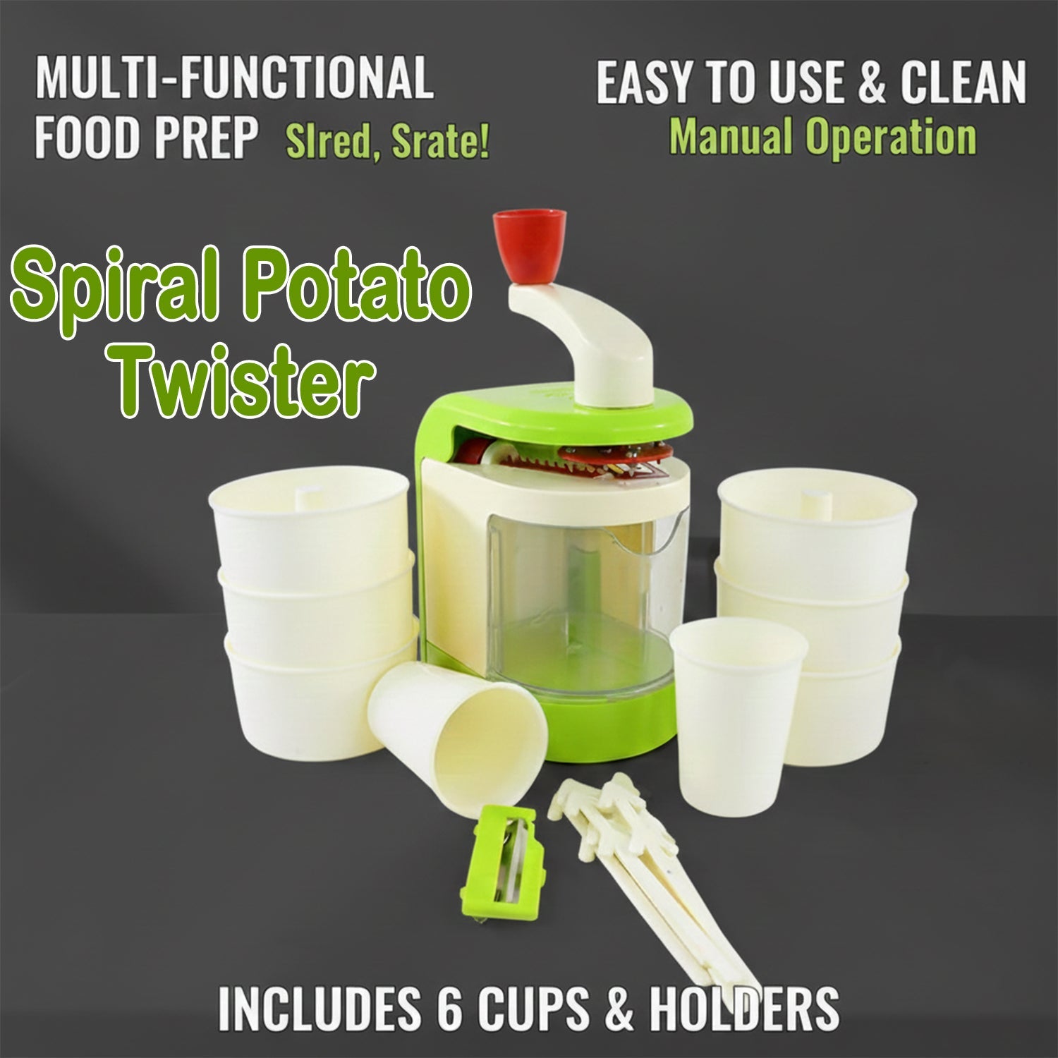 Manual ice snow maker and spiral cutter tool with vacuum base
