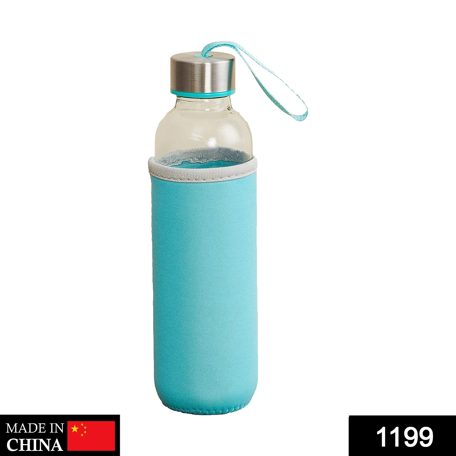 Ergonomic design of the Own Hydrate glass water bottle with cover.