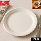 White 23 cm round plate ideal for serving meals and snacks