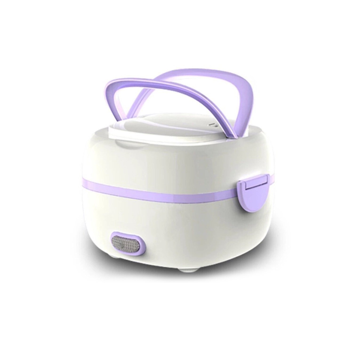 Close-up view of the separate food compartments in the Electric Lunch Box