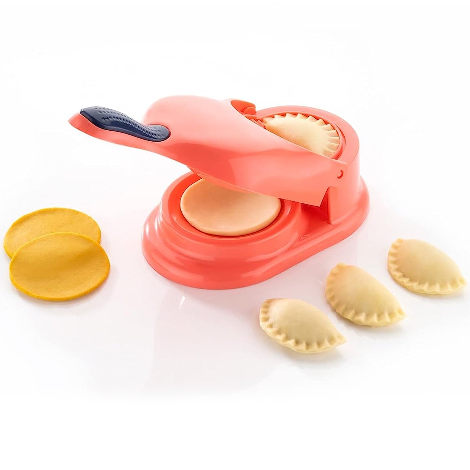 Overview of the compact 2-in-1 dumpling maker tool.