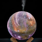 3D Moon Lamp Diffuser glowing with warm light in a modern Indian living room