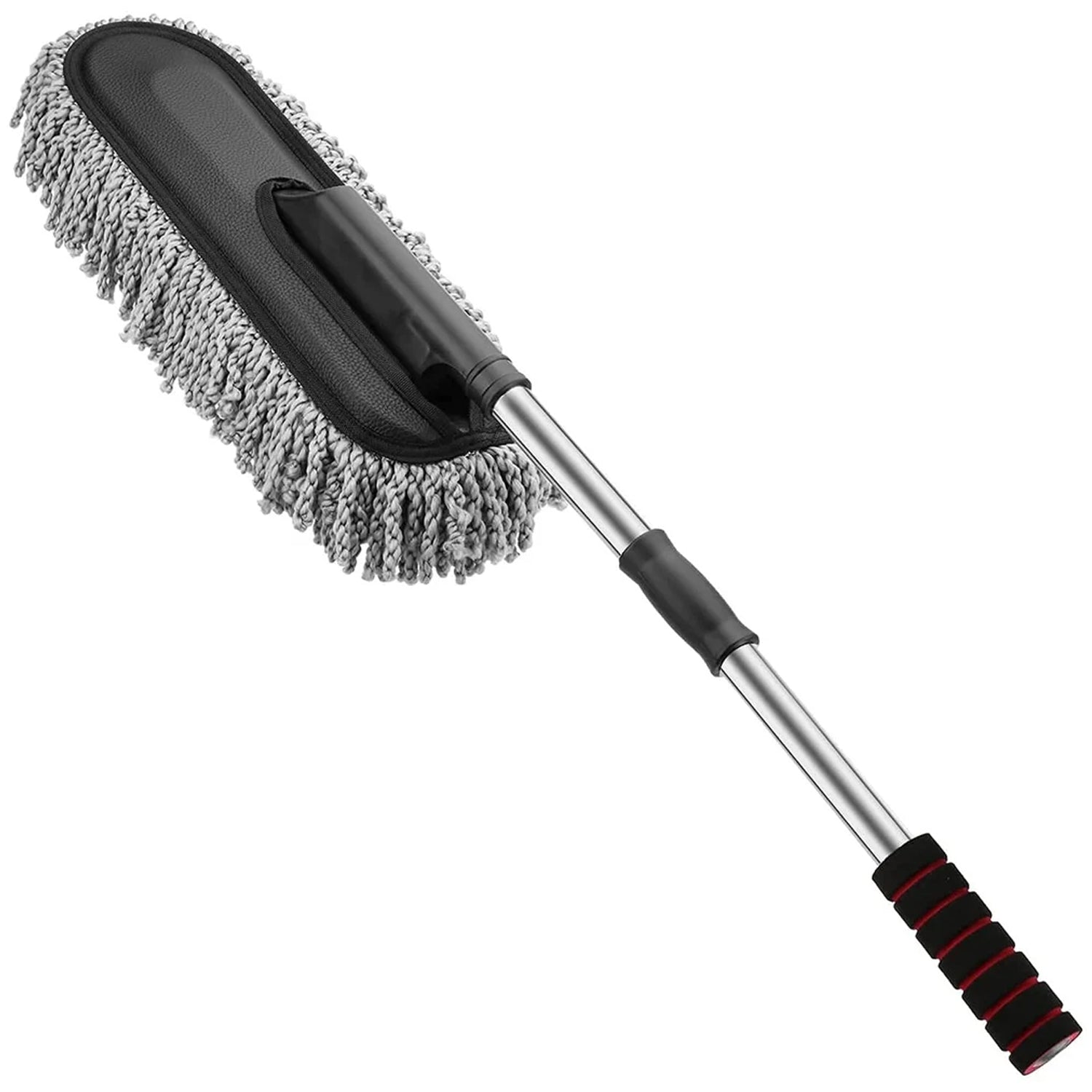 Ergonomic Car Dust Brush gently cleaning car seat upholstery, removing dust and debris effectively.