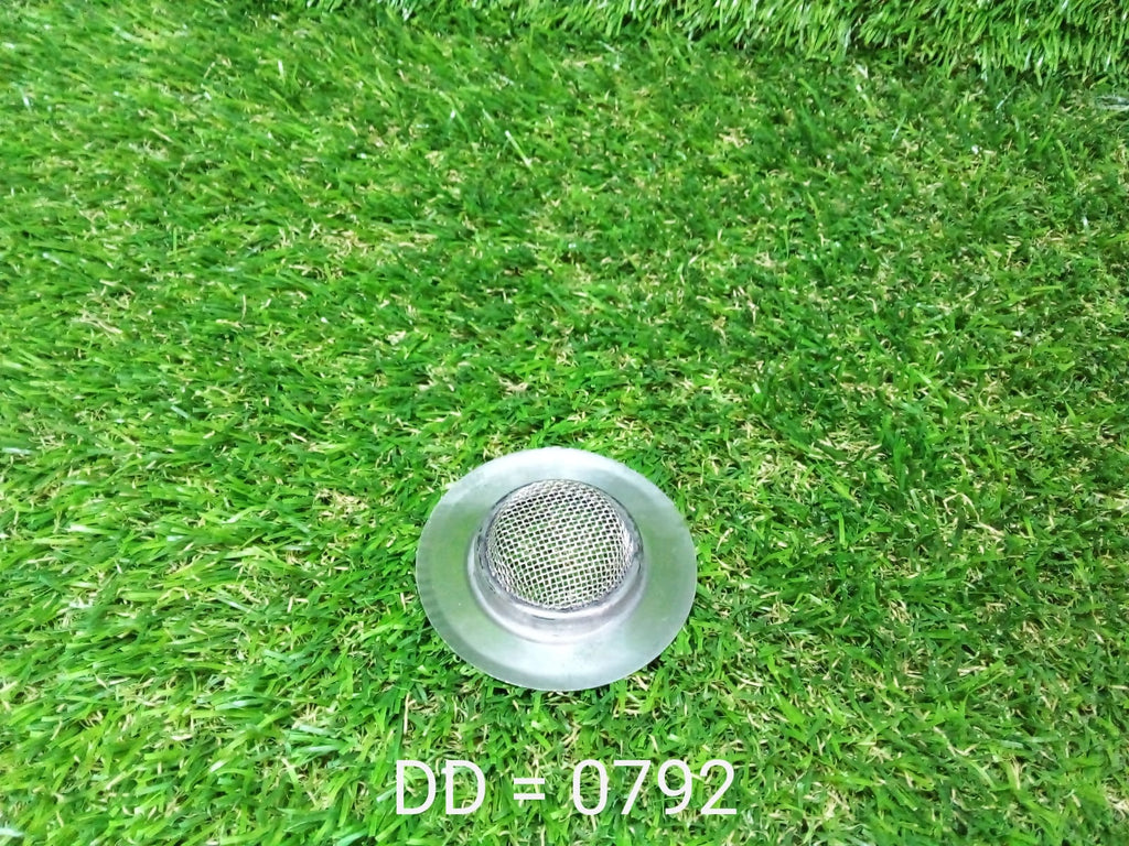 Underside view of the anti-clog sink strainer, highlighting its efficient hole design.