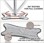 X-shape microfiber flat mop with a hands-free squeeze feature for quick wringing.