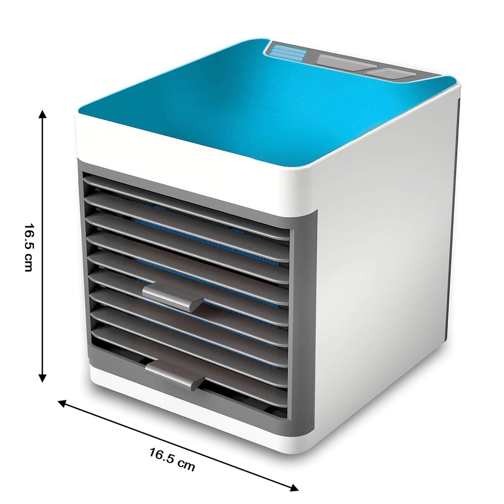 Portable air conditioning unit cooling a small area.