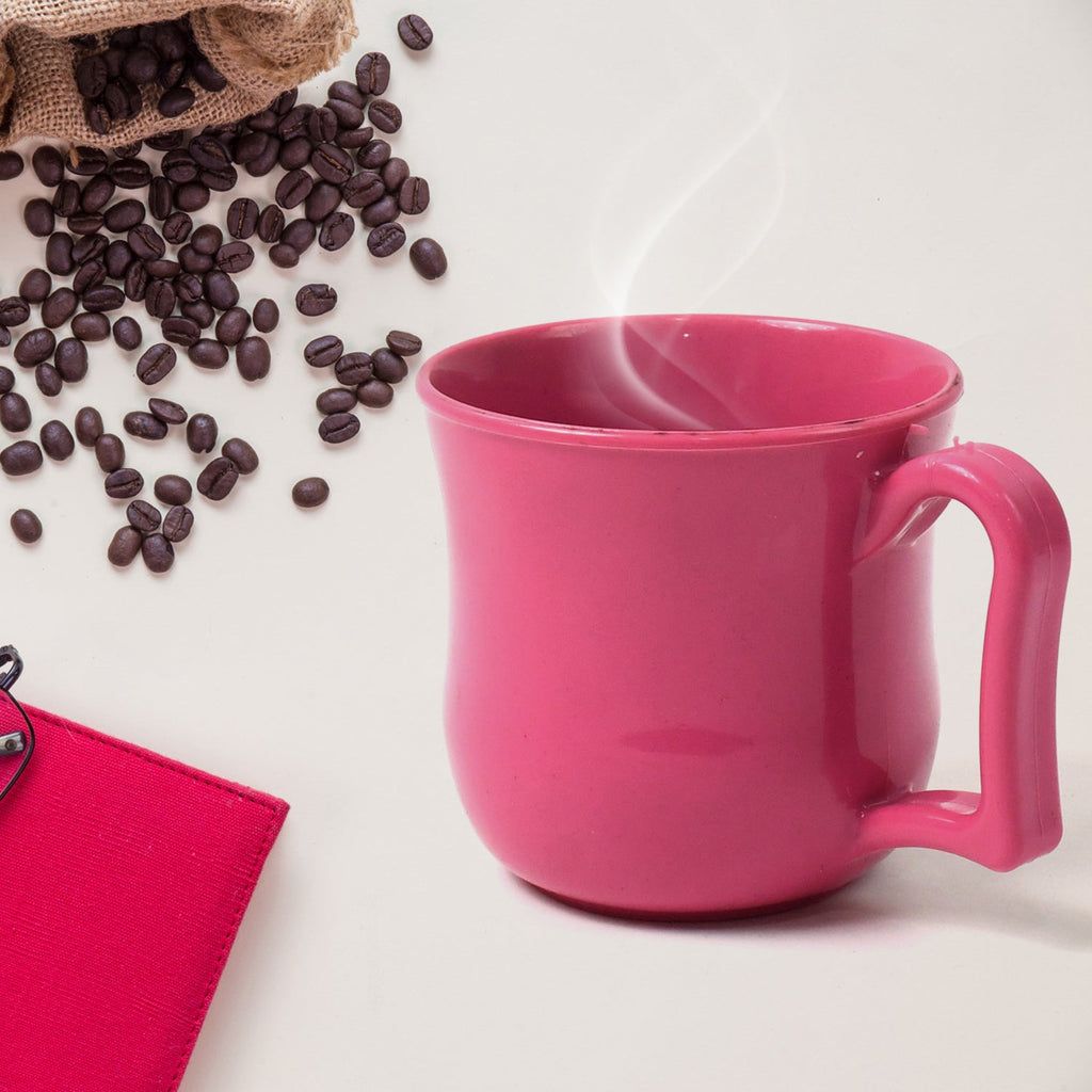 Top-down view of the plastic mug, showing its wide opening.