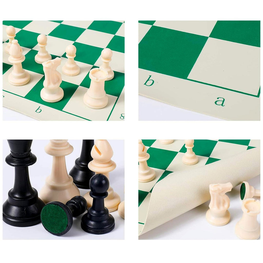 Complete set of 32 plastic chess pieces for portable chess set