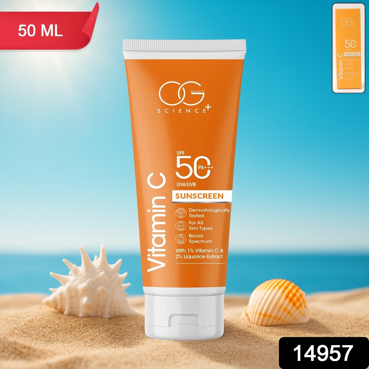 Beauty Brightening Vitamin C Sunscreen bottle with SPF 50
