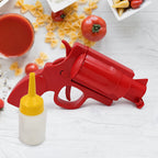Red ketchup dispenser gun bottle for kitchen sauces