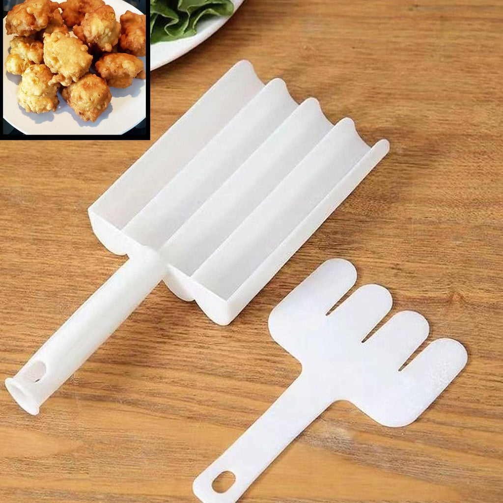 Handy kitchen tool for easily shaping uniform donuts, cake balls, and ice cream.