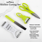 Complete 4-piece kitchen cutting tools set neatly arranged