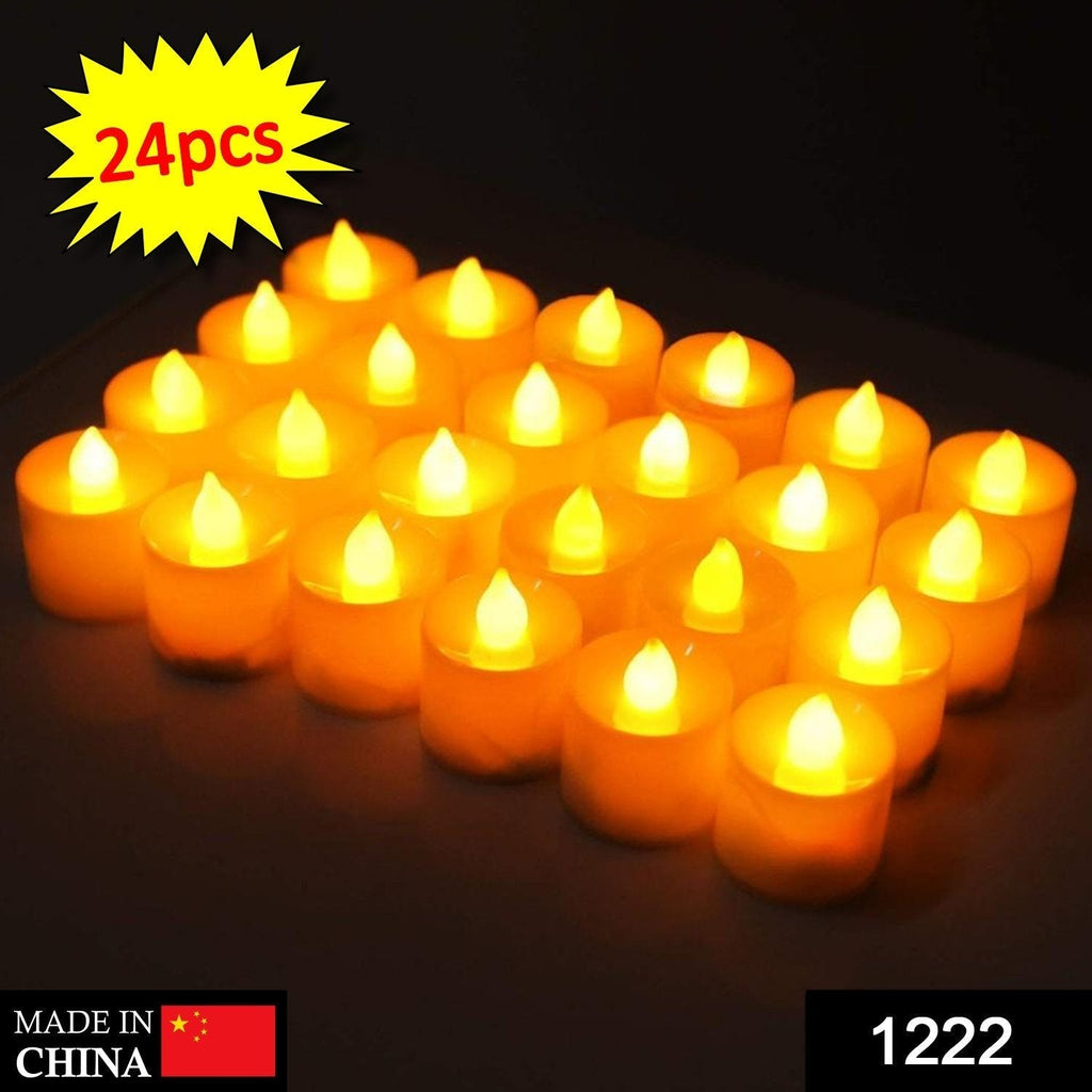 A close-up of the 24-piece LED tealight candle set, ready for Diwali decor.