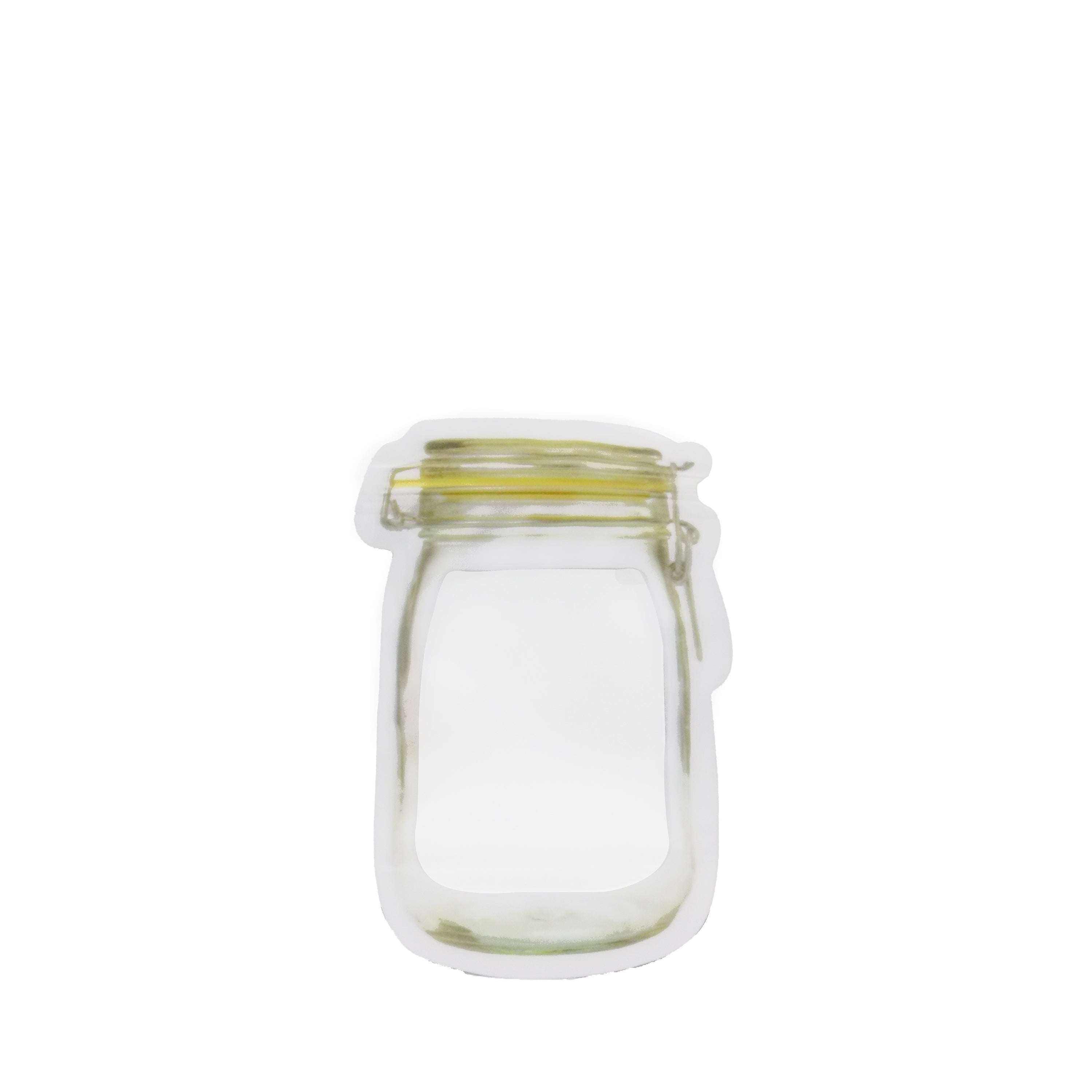 Airtight plastic snack bag, 150ml, standing upright and ready for use.