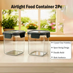 Square Airtight Food Storage Containers with grey Press N’ Lock clips