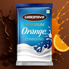 Chocotown orange chocolate compound slab for baking, 500gm.