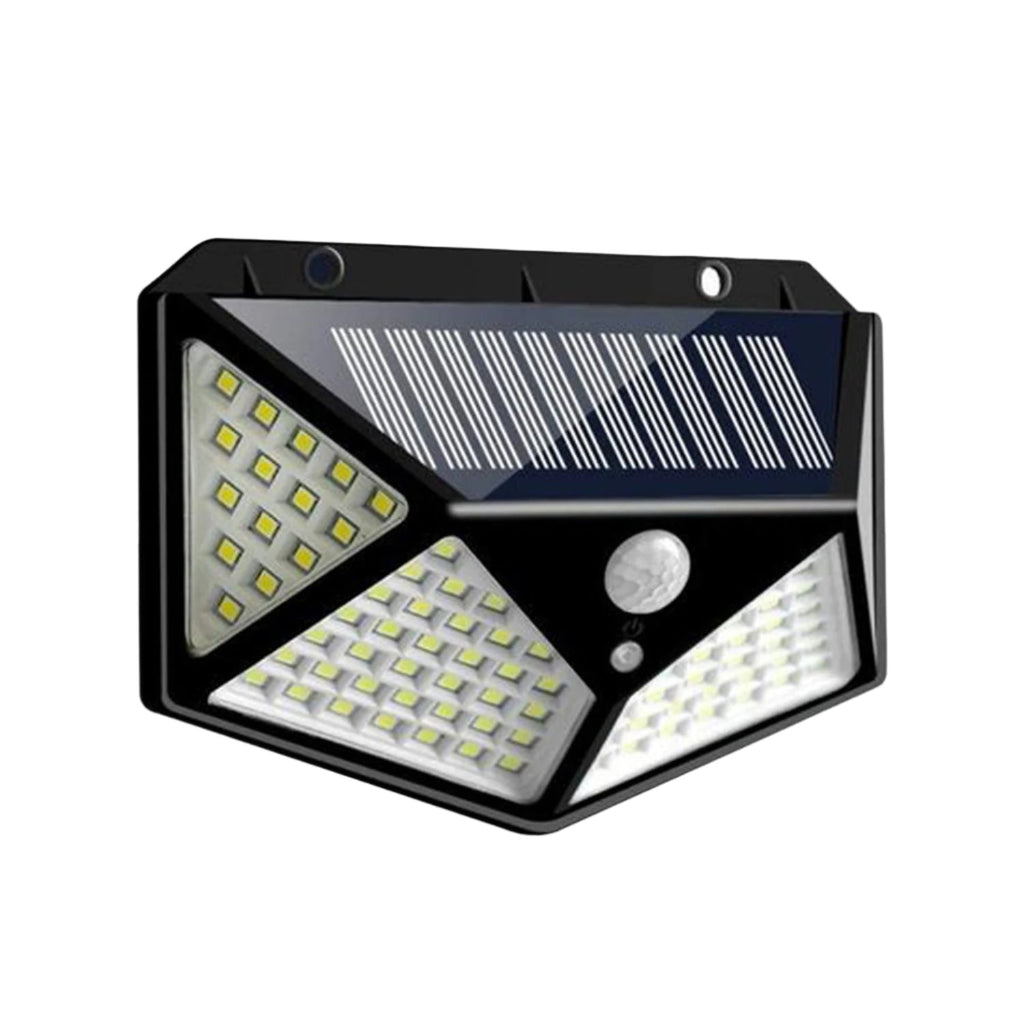 Waterproof outdoor LED solar lamp mounted on a home wall.