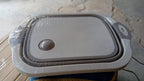 Top-down view of the collapsible cutting board and dish tub combo.