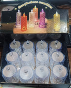 LED tealight candles beautifully arranged as part of a festive Indian decoration.