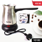Close-up of the stainless steel body of the Electric Coffee Maker, highlighting its sleek design.