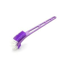 Compact hockey stick shape brush for easy storage and reach.