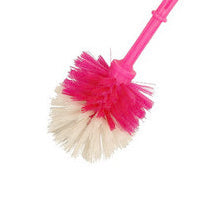 Close-up of the round head of the toilet cleaner brush.