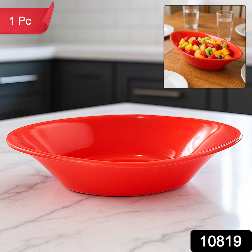 Deep oval Plastic Marin serving bowl in glossy red finish