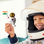 Solar astronaut ornament showcasing Indian flag and moving hand on dashboard
