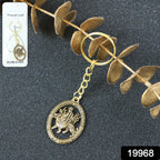 Maa Durga keychain attached to a key ring demonstrating decorative spiritual charm