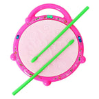 An overhead shot of the Flash Drum Toy, showing its child-friendly design and features.