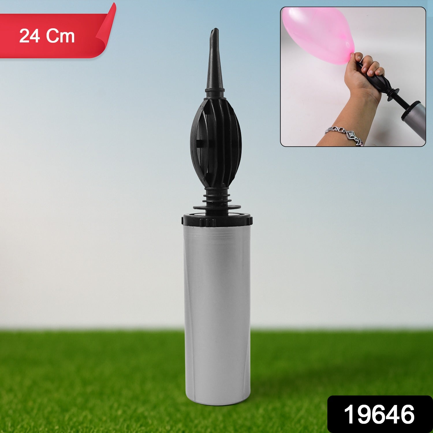 Portable hand balloon pump for inflating party decorations