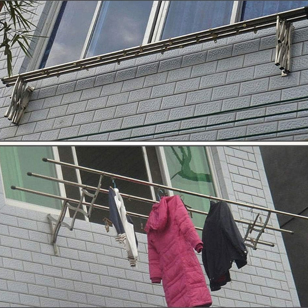 Wall-mounted foldable clothes rail for efficient drying in a modern home.