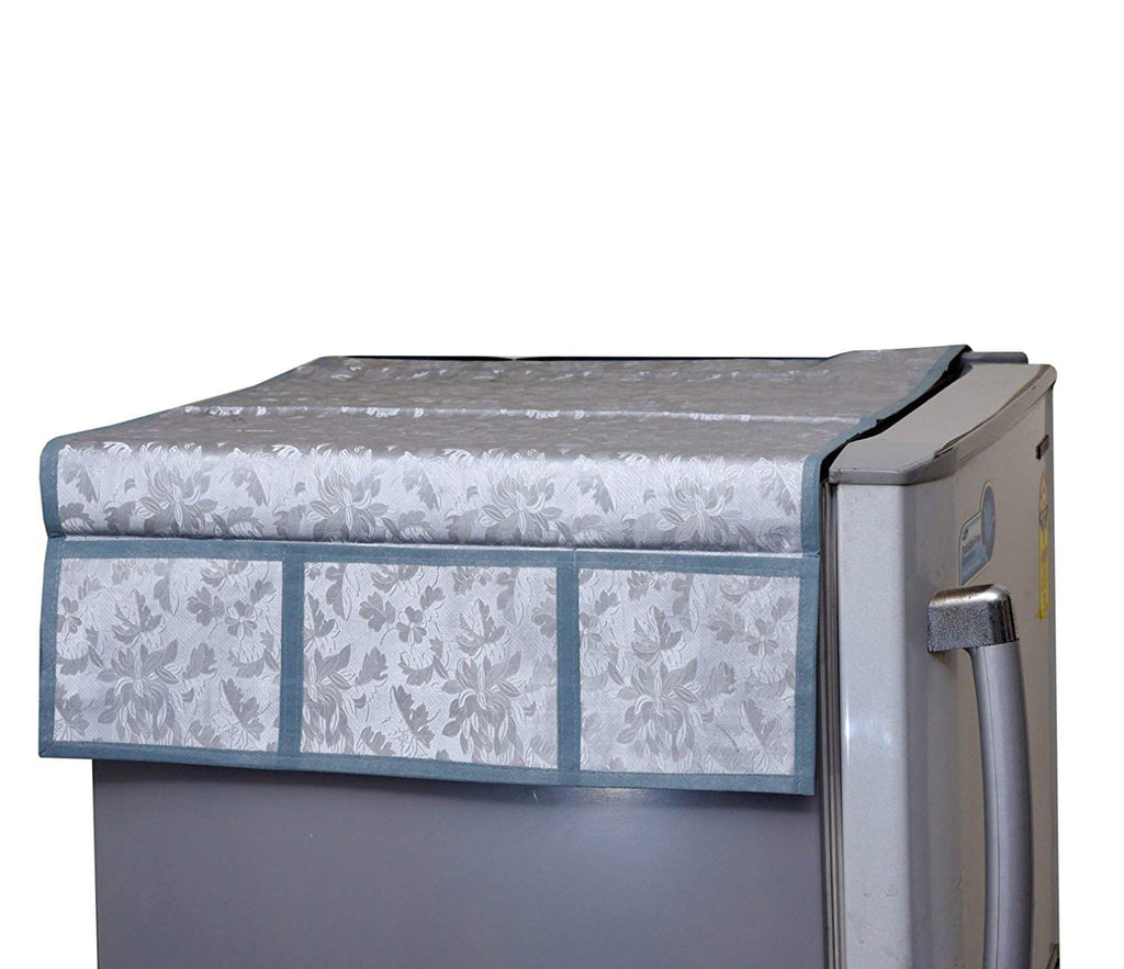 Decorative fridge top cover with a vibrant mix of patterns, enhancing kitchen style.