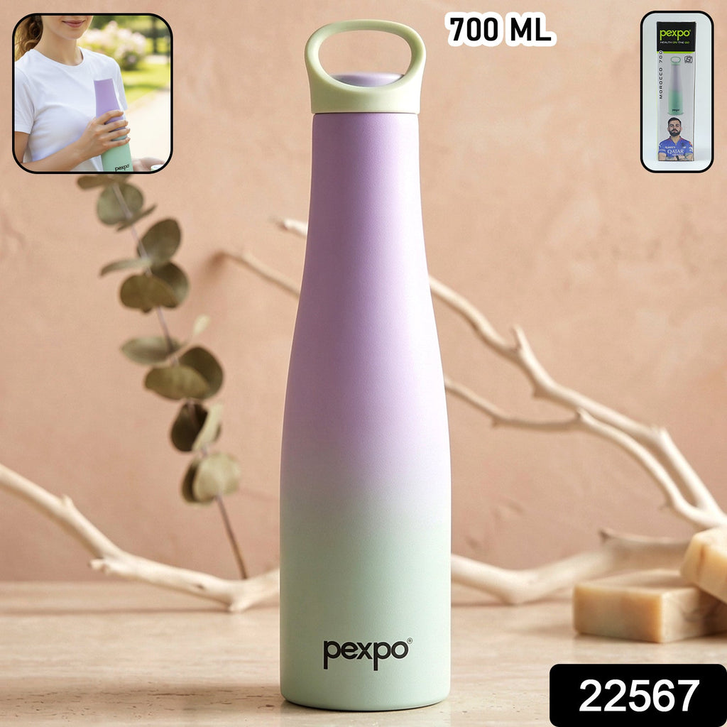Side angle showing lid handle of Pexpo Morocco water bottle