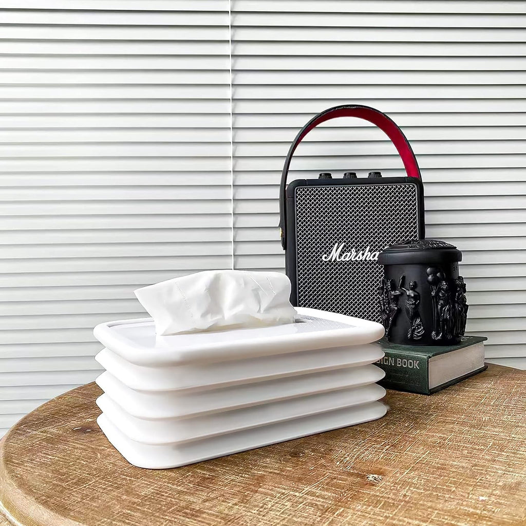 Decorative silicone tissue holder in a minimalist home interior.