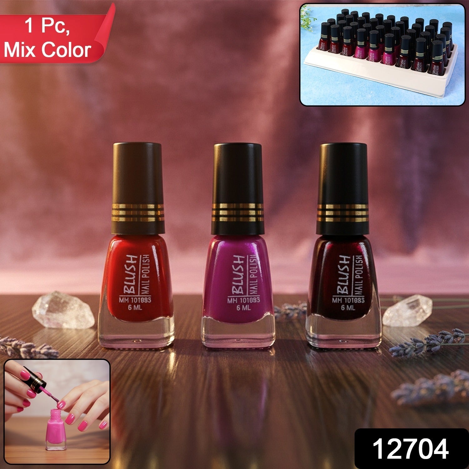 Assortment of clear blush nail polish mix colors vibrant and glossy
