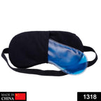 Close-up of a cooling gel eye mask, highlighting its ergonomic shape for total blackout.