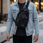 Back view of the waterproof sling bag, highlighting the comfortable, adjustable strap for a custom fit.