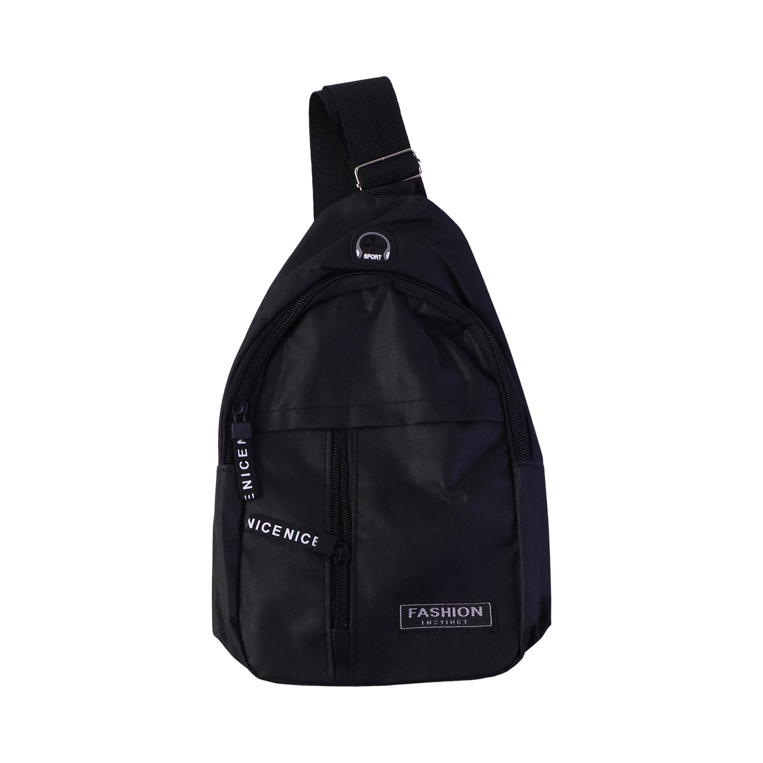 Detailed view of the durable waterproof material and secure seams on the travel sling bag.