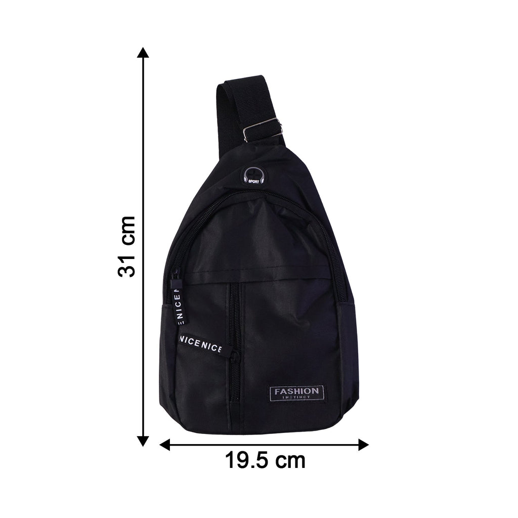 Side profile of the sleek FERVENT Waterproof USB Charging Sling Bag, showcasing its compact design.