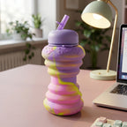 Colorful collapsible silicone water bottle suitable for kids and travel