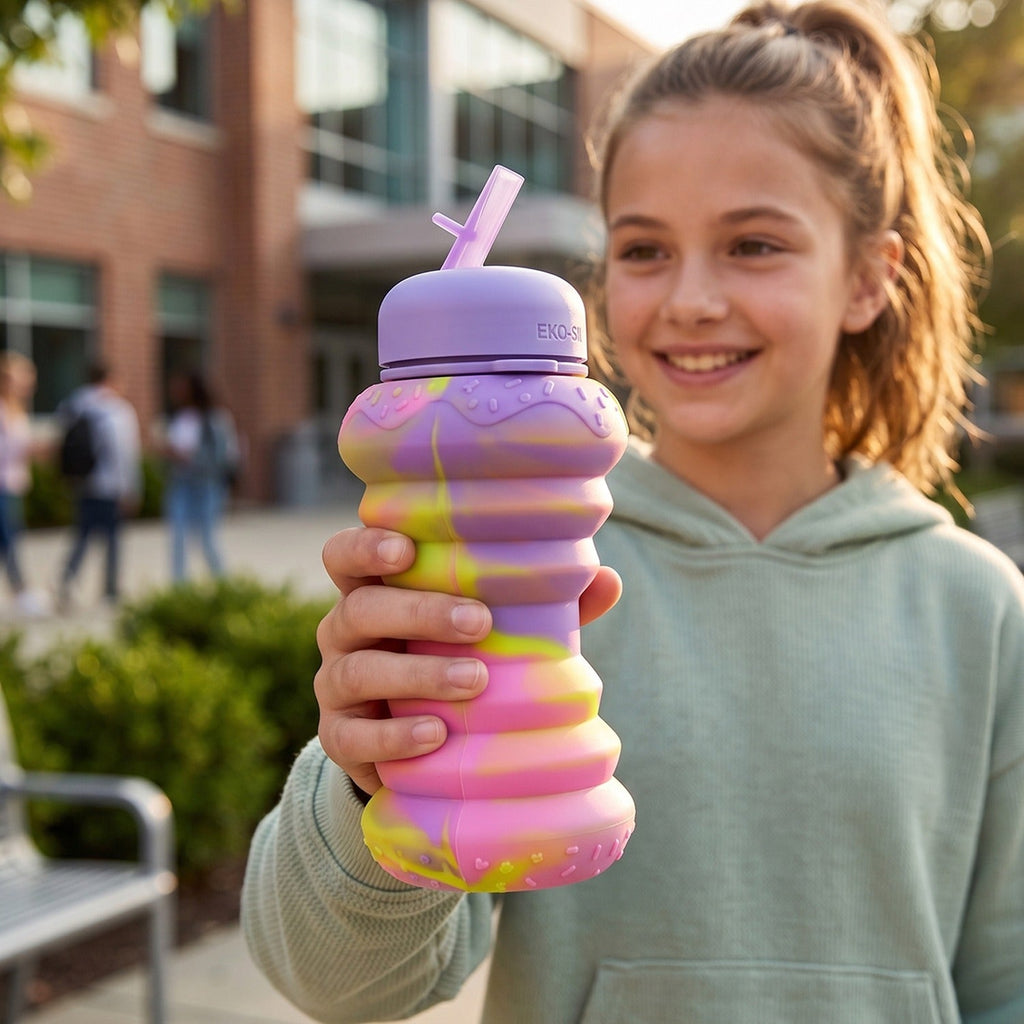 600 ML foldable silicone water bottle with leak-proof flip cap