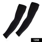 Pair of black cooling arm sleeves, folded, highlighting the soft, stretchable fabric.