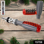 Detail of the adjustable angle mechanism on the two-way ratcheting screwdriver.