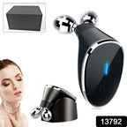 Woman using the Microcurrent Face Massager for skin tightening on her cheek.