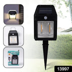 Outdoor dual mode solar wall light illuminating porch area
