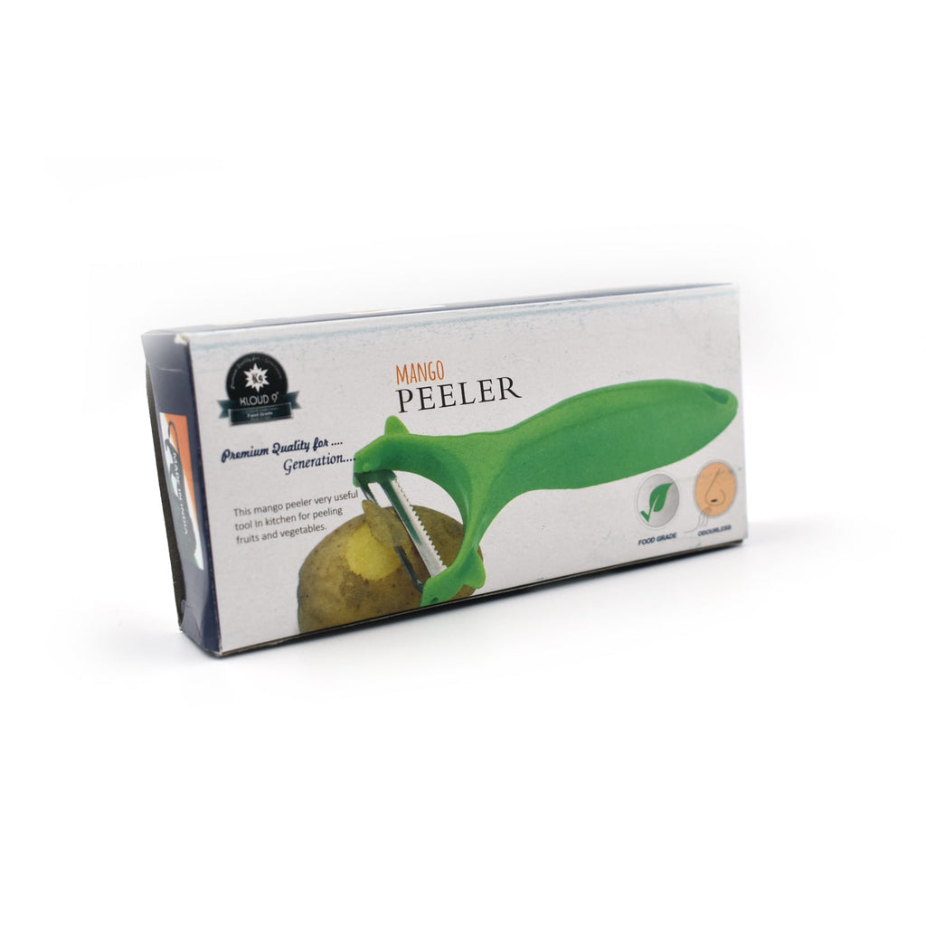 Precision stainless steel peeler for removing thin skins from produce.
