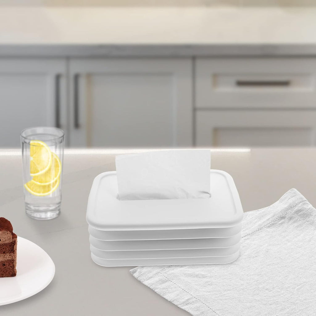 Foldable silicone tissue holder complements a modern living space.