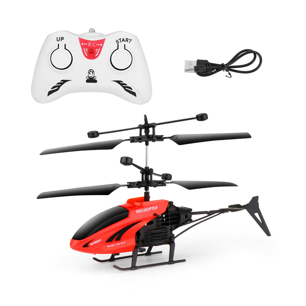 A vibrant red Remote Control Helicopter for Kids with detailed design, ready for flight.