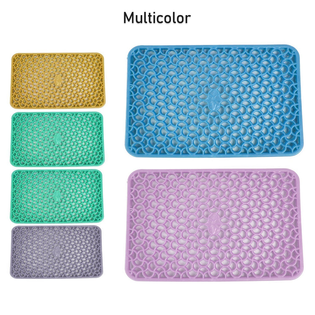 Multipurpose PVC mats used as shelf liners in a cabinet.